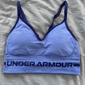 Under Armour Women's Periwinkle Seamless Sports Bra with Navy Trim
